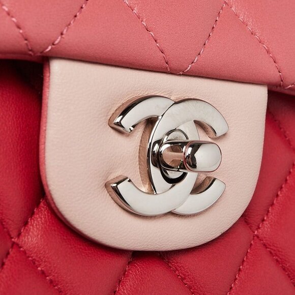 Chanel Pink/Red Quilted Lambskin Leather Valentine Medium Single Flap Bag - Picture 6 of 9